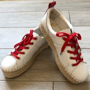 New Sam Edelman Leather Wedge Espadrille 7.5 white